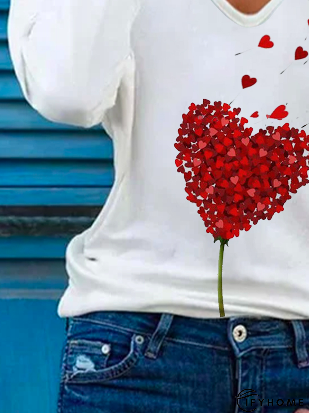 Casual Cotton Blends heart shirt & Tunic Top | IFYHOME
