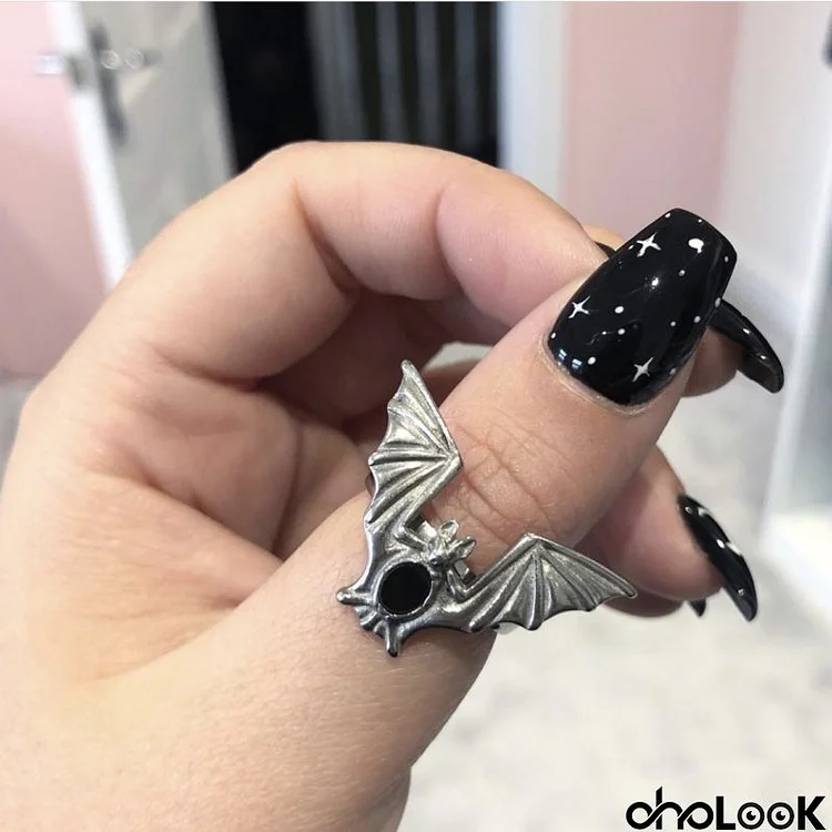 Halloween Women Vintage Horror Bat Ring