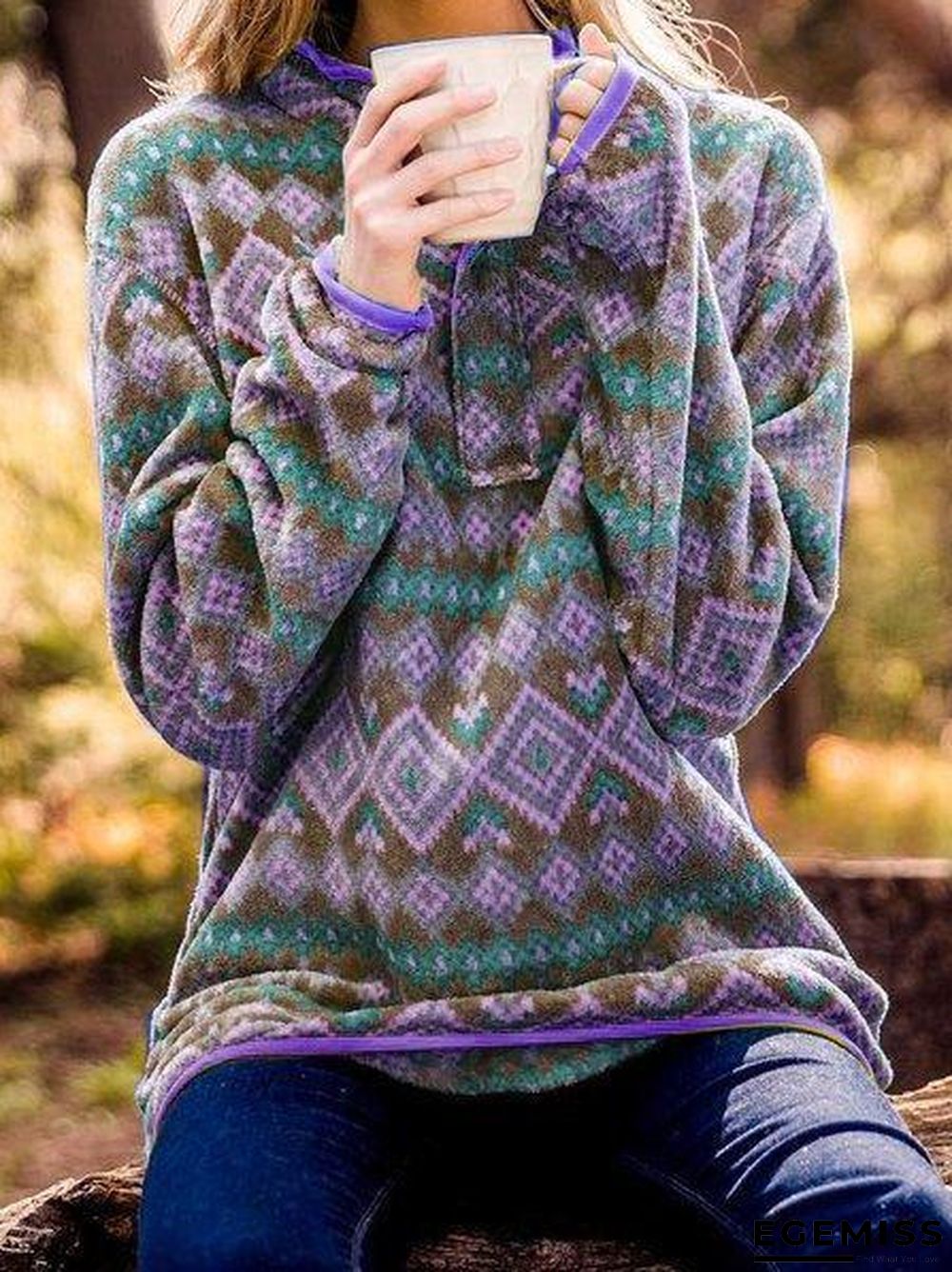 Boho Aztec Western Pullover Top | EGEMISS