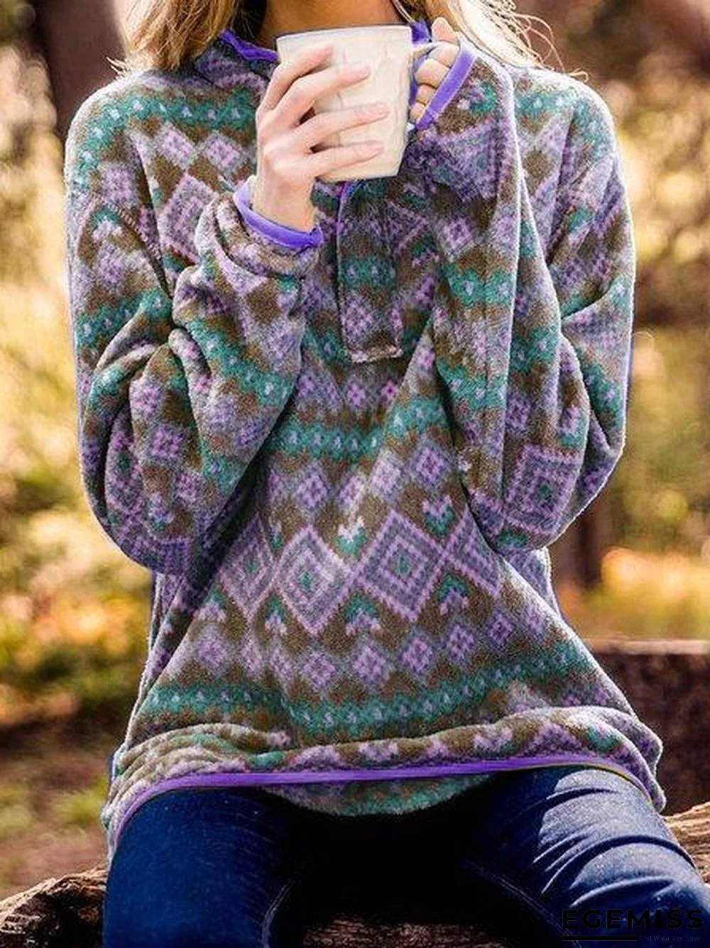 Boho Aztec Western Pullover Top | EGEMISS