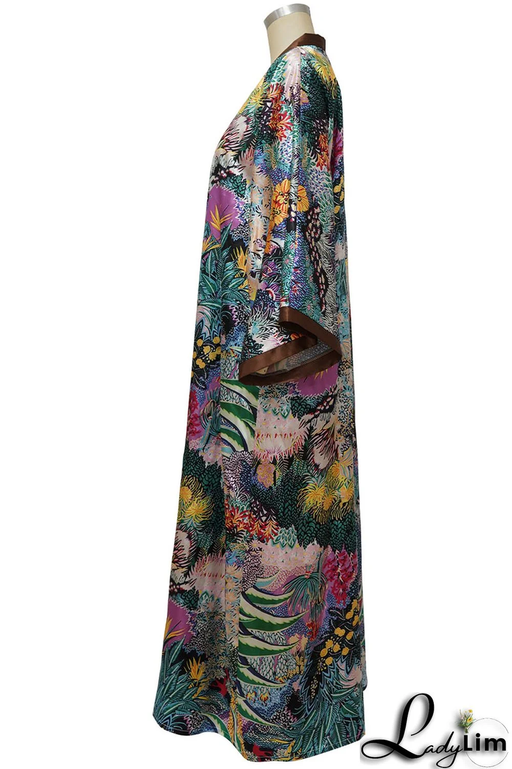 Yellow Fashion Casual Print Patchwork Outerwear(Without Belt)