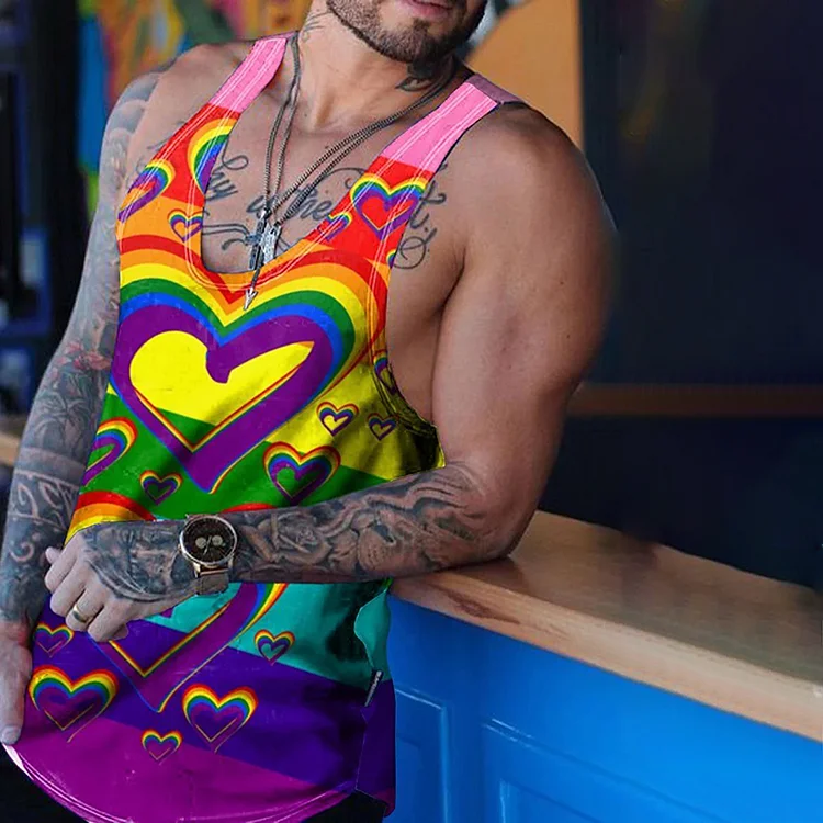 BrosWear Men's Rainbow Love Pride Tank Top
