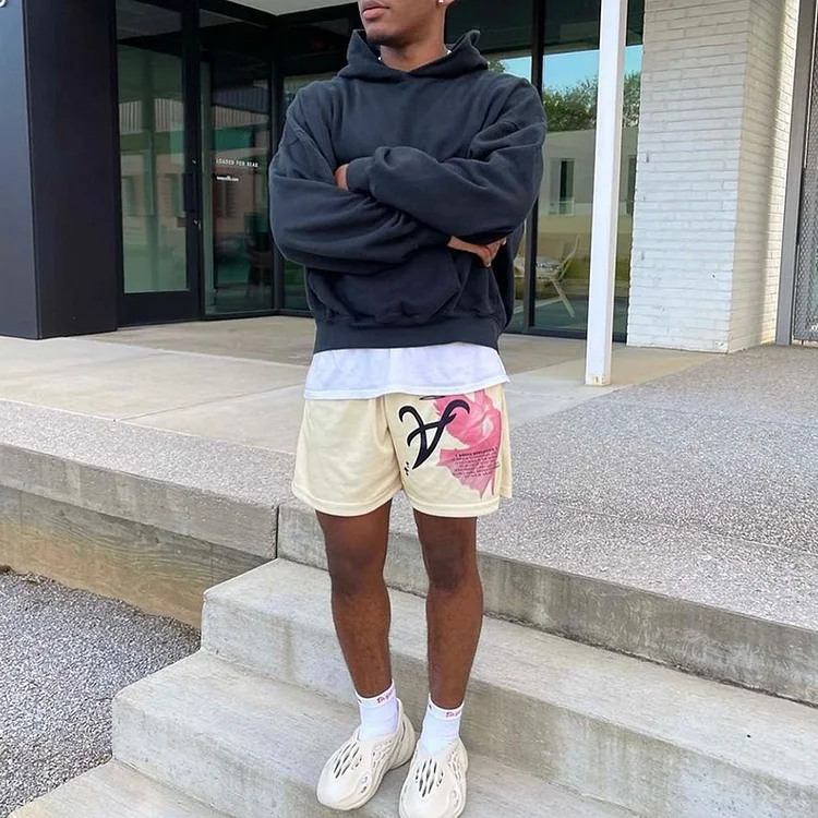 Alphabet A Angel Print Shorts