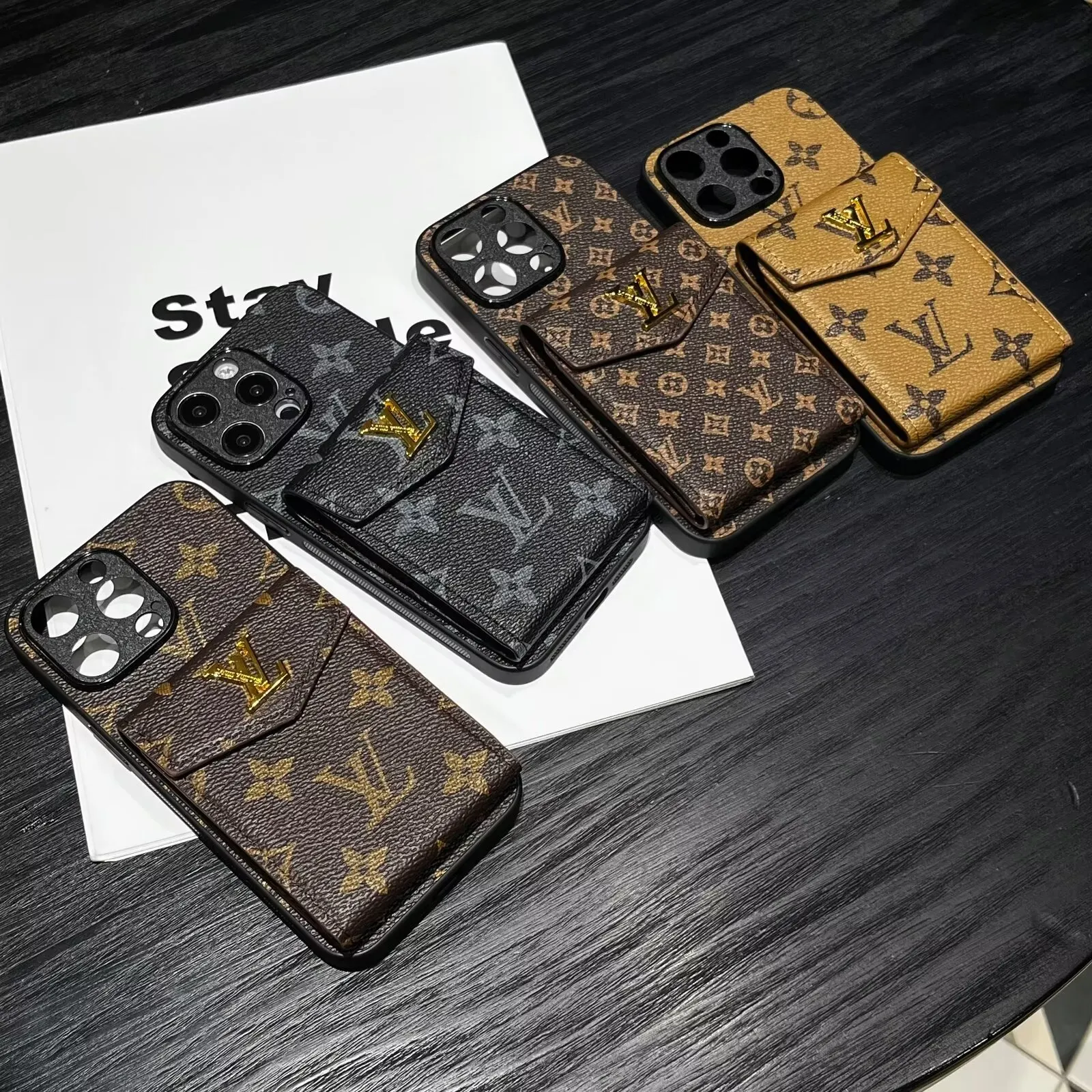 Louis Vuitton Lockme Tender Accordion Card Holder Canvas Leather Apple iPhone Case
