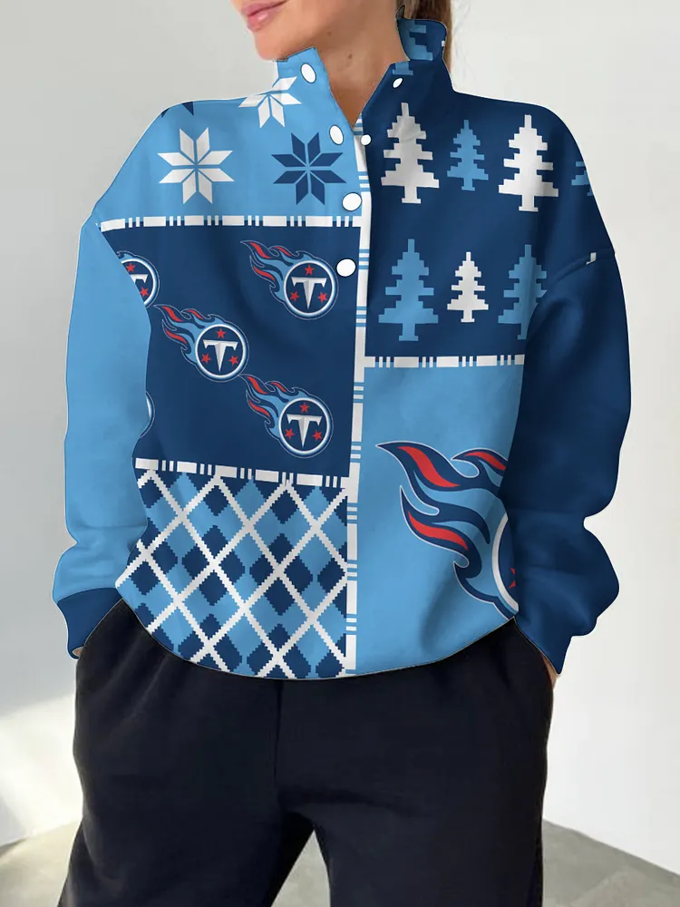 Tennessee Titans 2025 New Design Casual Snap  Mockneck Pullover
