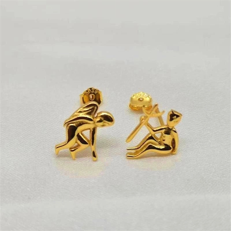 1 Pair 925 Sterling Silver Angel Demon Ear Studs
