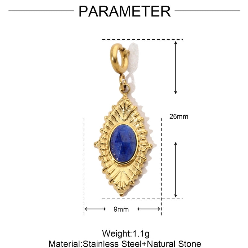 3 PCS/Package 15 * 33mm Titanium Steel Natural Stone Heart Shape Eye Pendant Jewelry Accessories