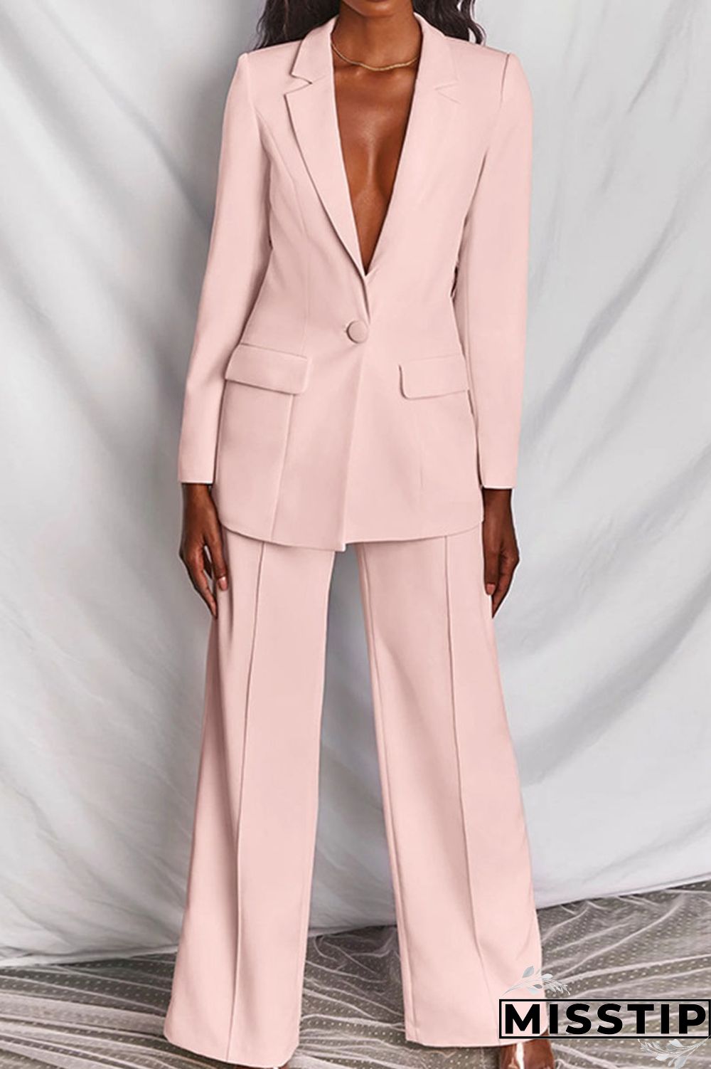 Coffee Casual Solid Buttons Turn-back Collar Long Sleeve Two Pieces