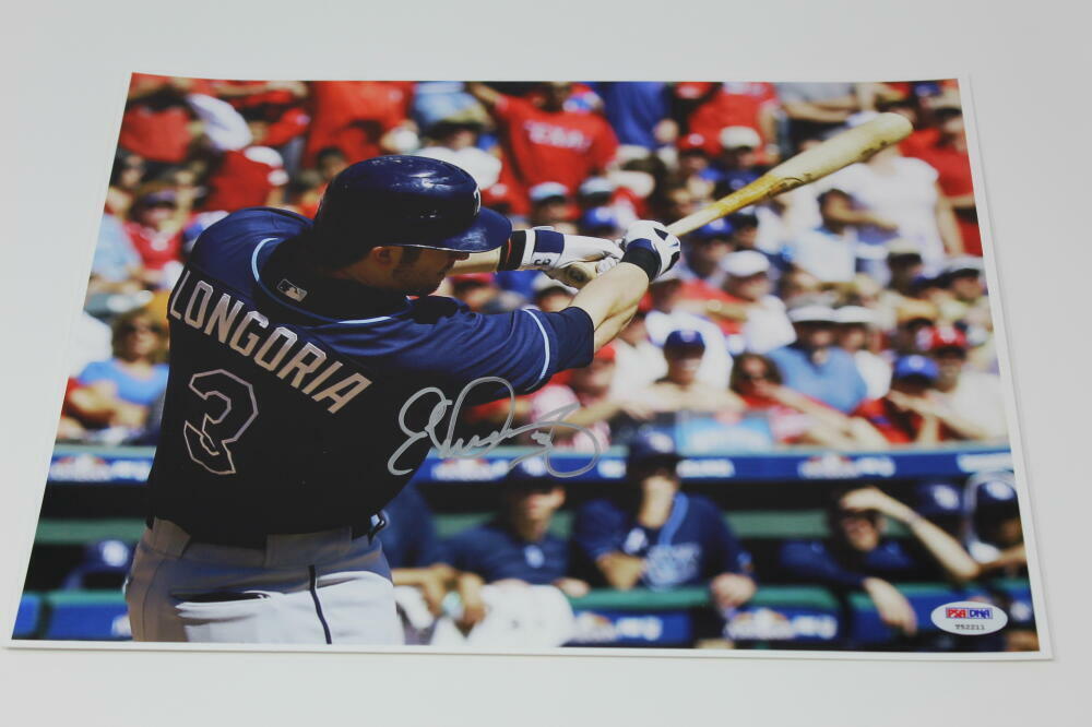 EVAN LONGORIA SIGNED AUTOGRAPH 11X14 Photo Poster painting - TAMPA BAY RAYS LEGEND, ALL STAR PSA