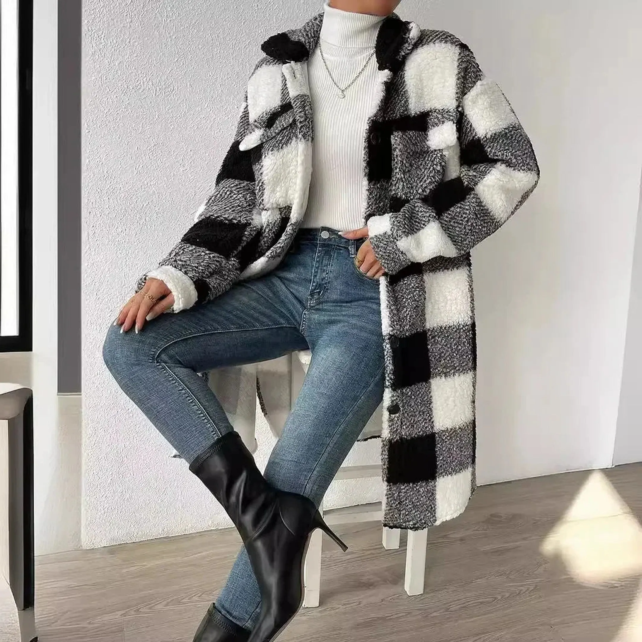 Women's Fleece Trench Coat &ndash; Open-Front Relaxed Layering Piece