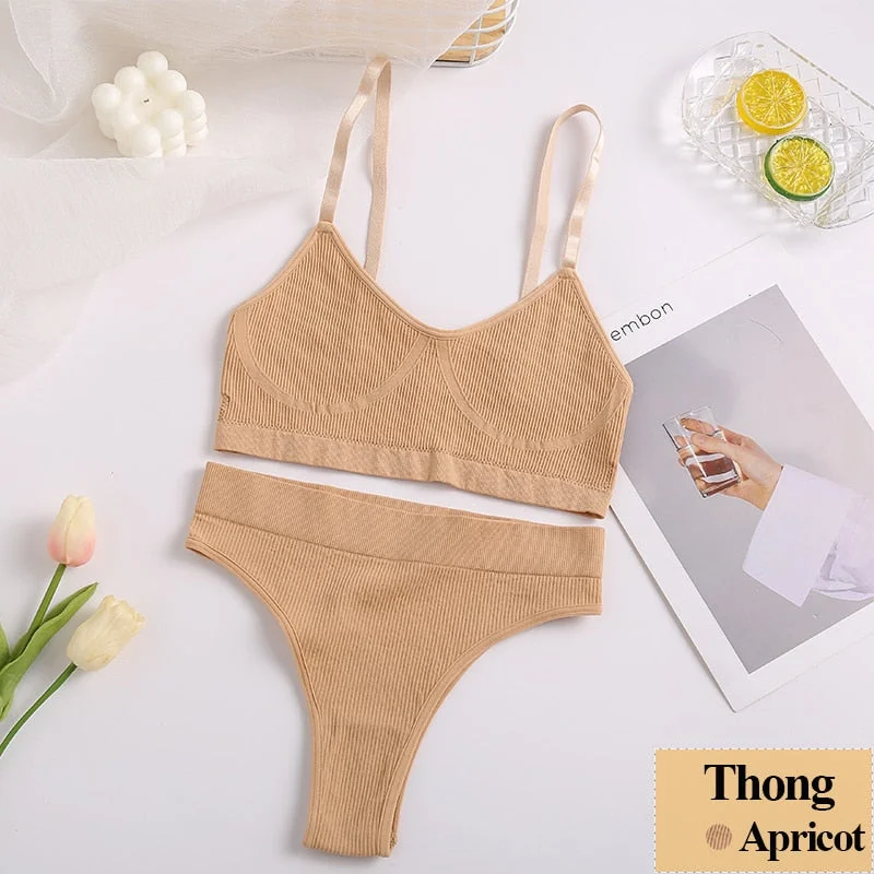 New Women Bra Panties Set Sexy Push Up Bralette Female Fitness Seamless Underwear Sports Lingerie Brassiere Girls Tank Crop Top