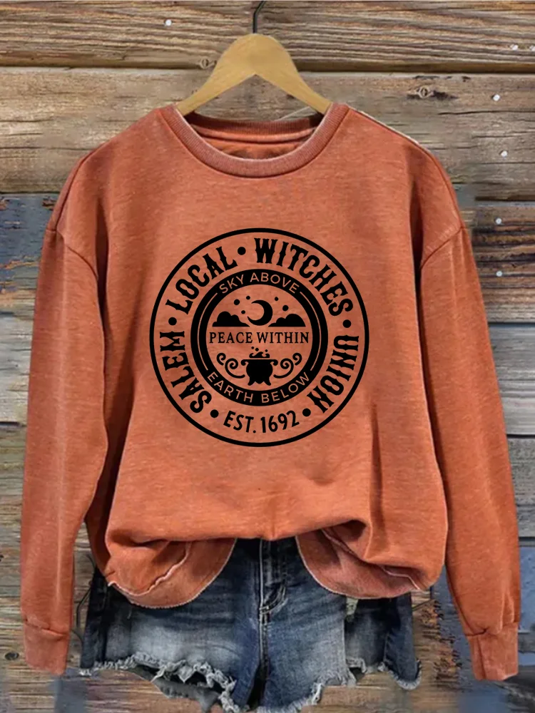Salem Local Witches Union Halloween Washed Sweatshirt socialshop