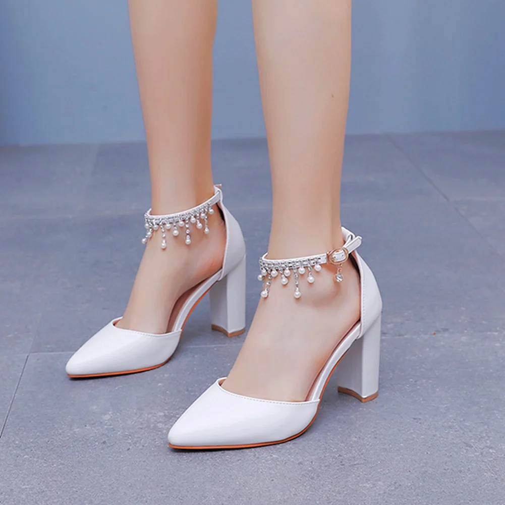 Breakj Breakj Cm Thick Heel Sandals Beaded Sous-Suded Women's Shoes Spring Women's Shoes Light-Mouthed Fashion Thick Heel Sandals