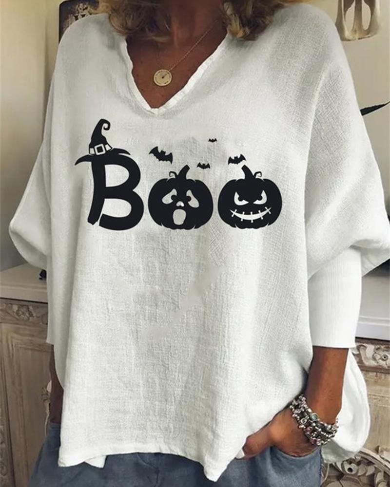 Ghost Smile Boo Pumpkins Graphic Oversize Tunic