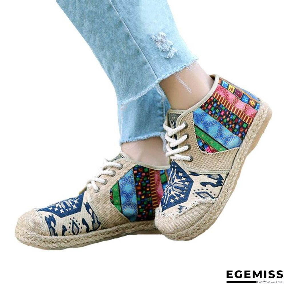 Embroider Shoes Women Ankle Boots Flat Autumn Shoes Comfortable Lace-Up Shoes Flats | EGEMISS