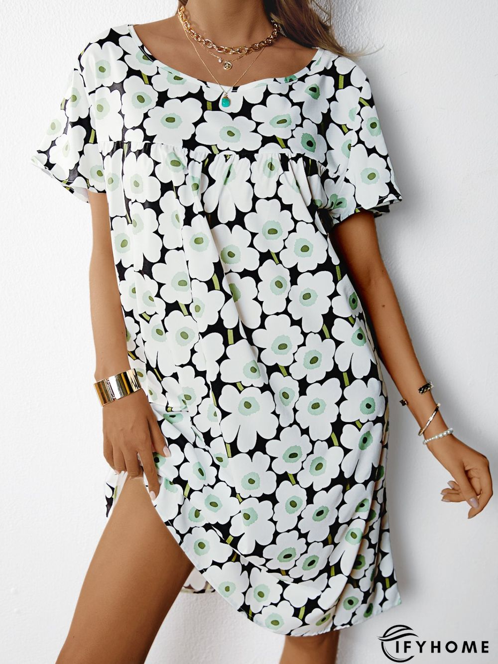 Cotton-Blend Floral Resort Weaving Dress | IFYHOME