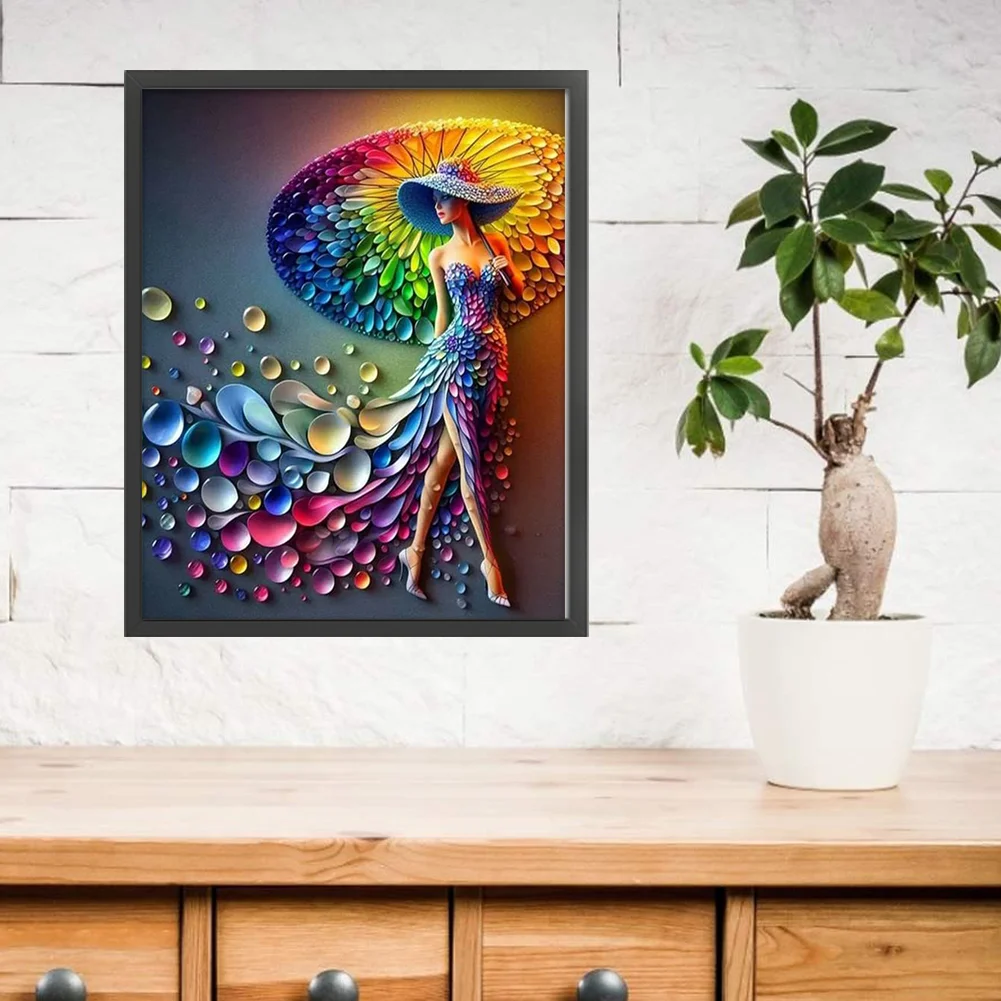 11CT Full Stamped Cross Stitch - Lady(Canvas|45*45CM)