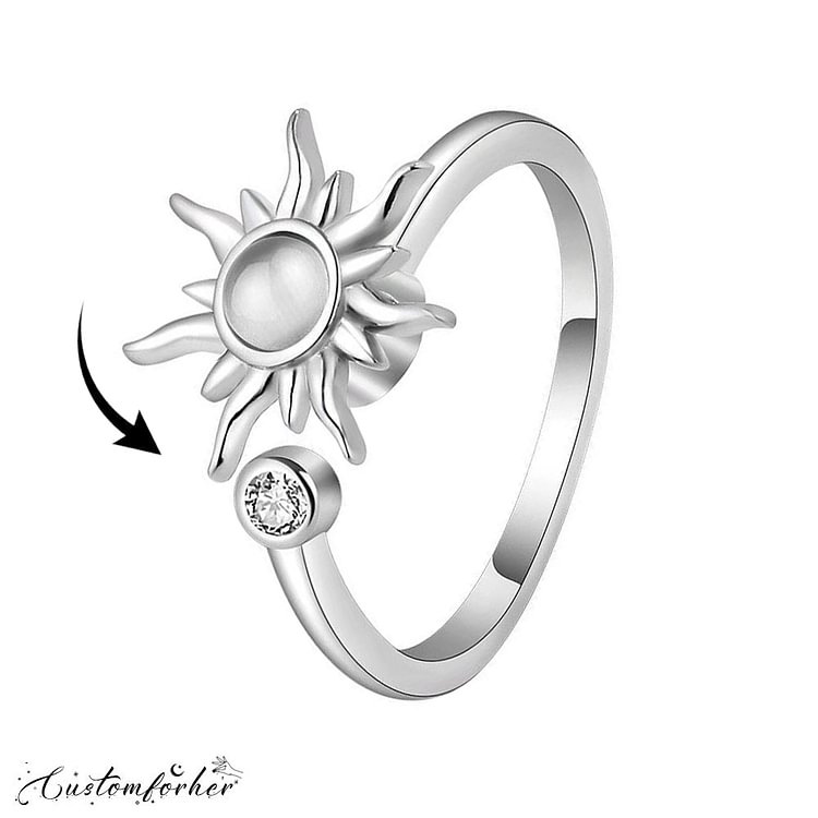 Rotatable Sunflower Rhinestone Adjustable Ring