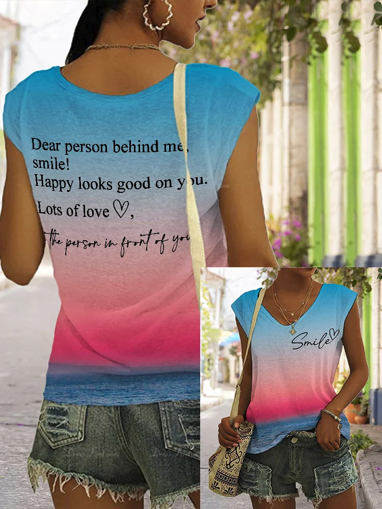 Dear Person Behind Me Smile Seaside Gradient Tank Top