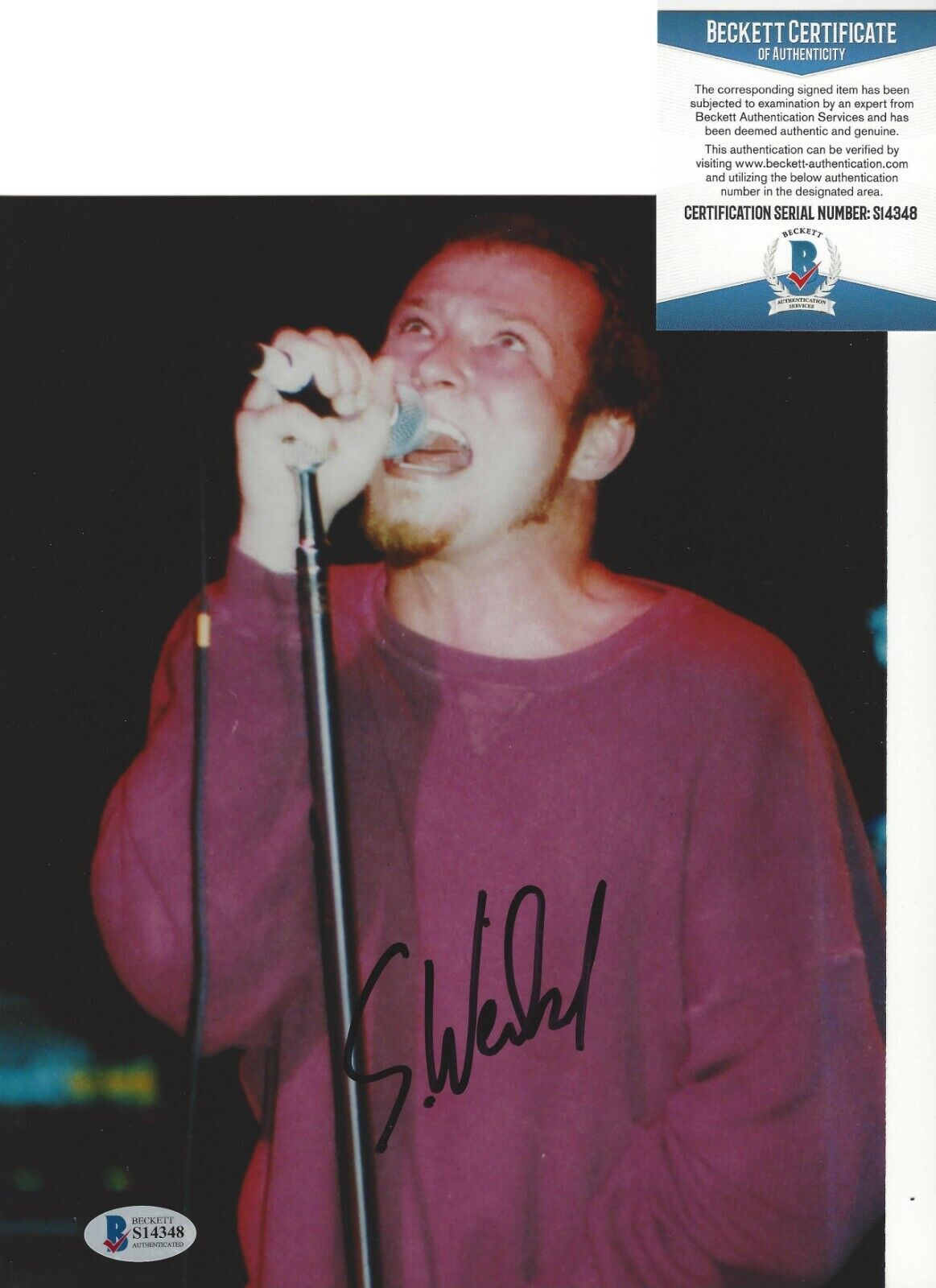 SINGER SCOTT WEILAND SIGNED STONE TEMPLE PILOTS 8x10 Photo Poster painting BECKETT COA BAND