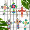 6PCS Diamond Painting Double Sided Cross Keychains Christmas Decoration Gift