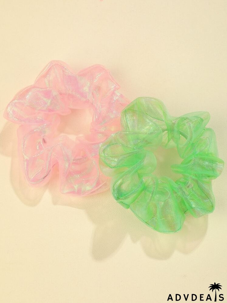 6pcs Solid Mesh Scrunchie