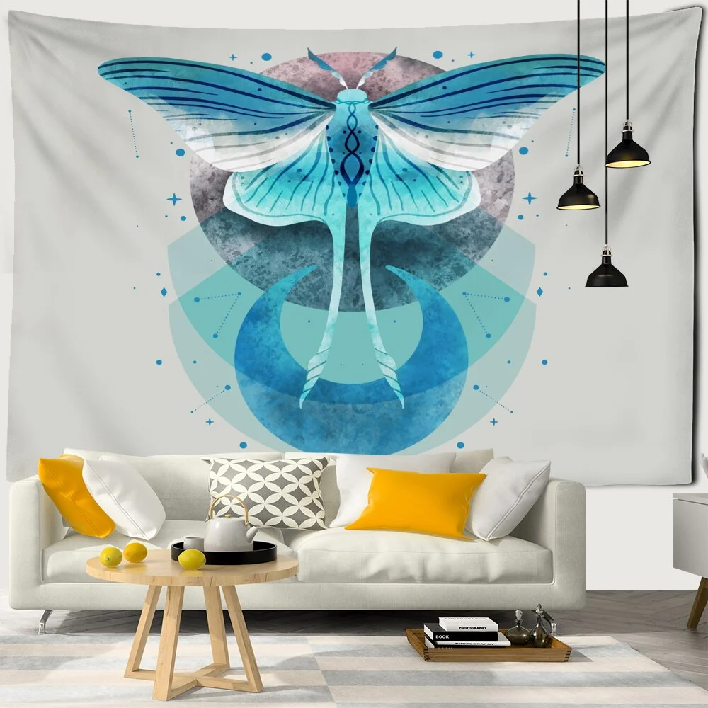 Bohemian Moon Phase Flower Tapestry Wall Hanging Hippie Mandala Butterfly Art Witchcraft Home Room Decor