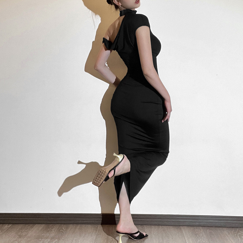 Ootddress Women's Off The Shoulder Elegant Slope O Neck Maxi Dress Sexy Short Sleeve High Waist Slim Fit Club Party Dress Femme 2025