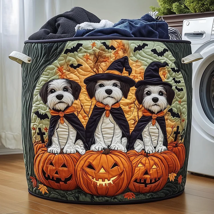 Spooky Schnauzer Quilted Laundry Basket GFTOYC1203