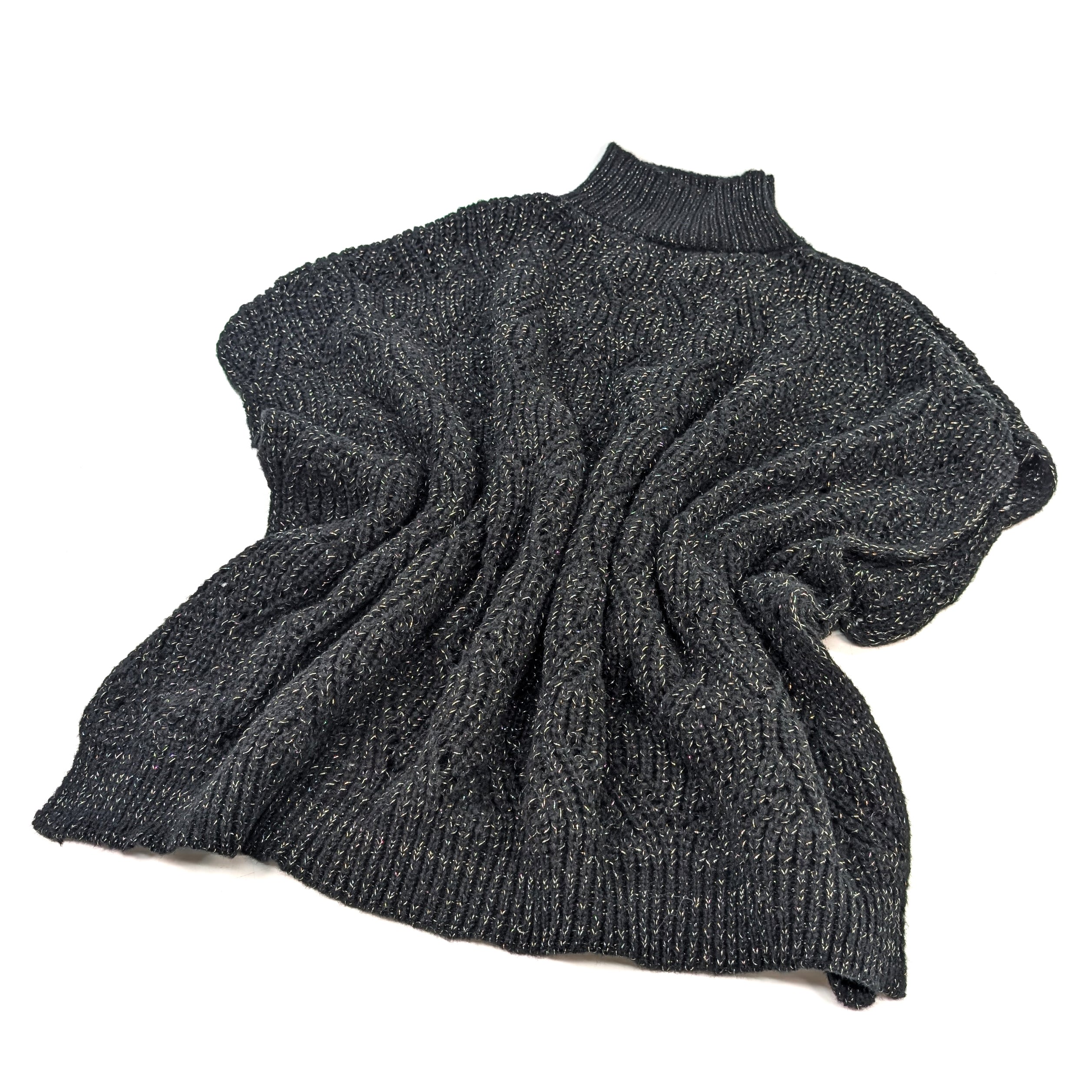 Merbuk - High Neck Jumper Style Poncho - Sparkly Black