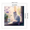 Cat And Flowers On The Windowsill-Full Embroidery-2 Strands 18CT Stamped Cross Stitch-30*30CM