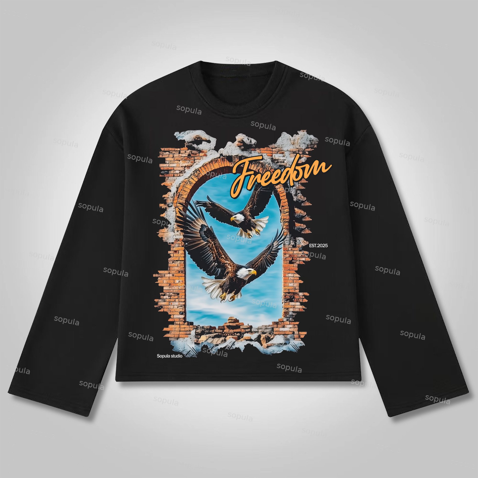Sopula Wings Of Freedom Cotton Long Sleeve T-Shirt - Sopula｜Premium Graphic Tees & Graphic Clothing
