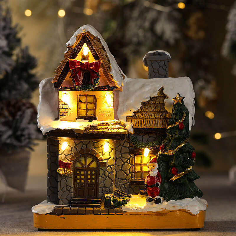 Resin Christmas House Scene with Lights