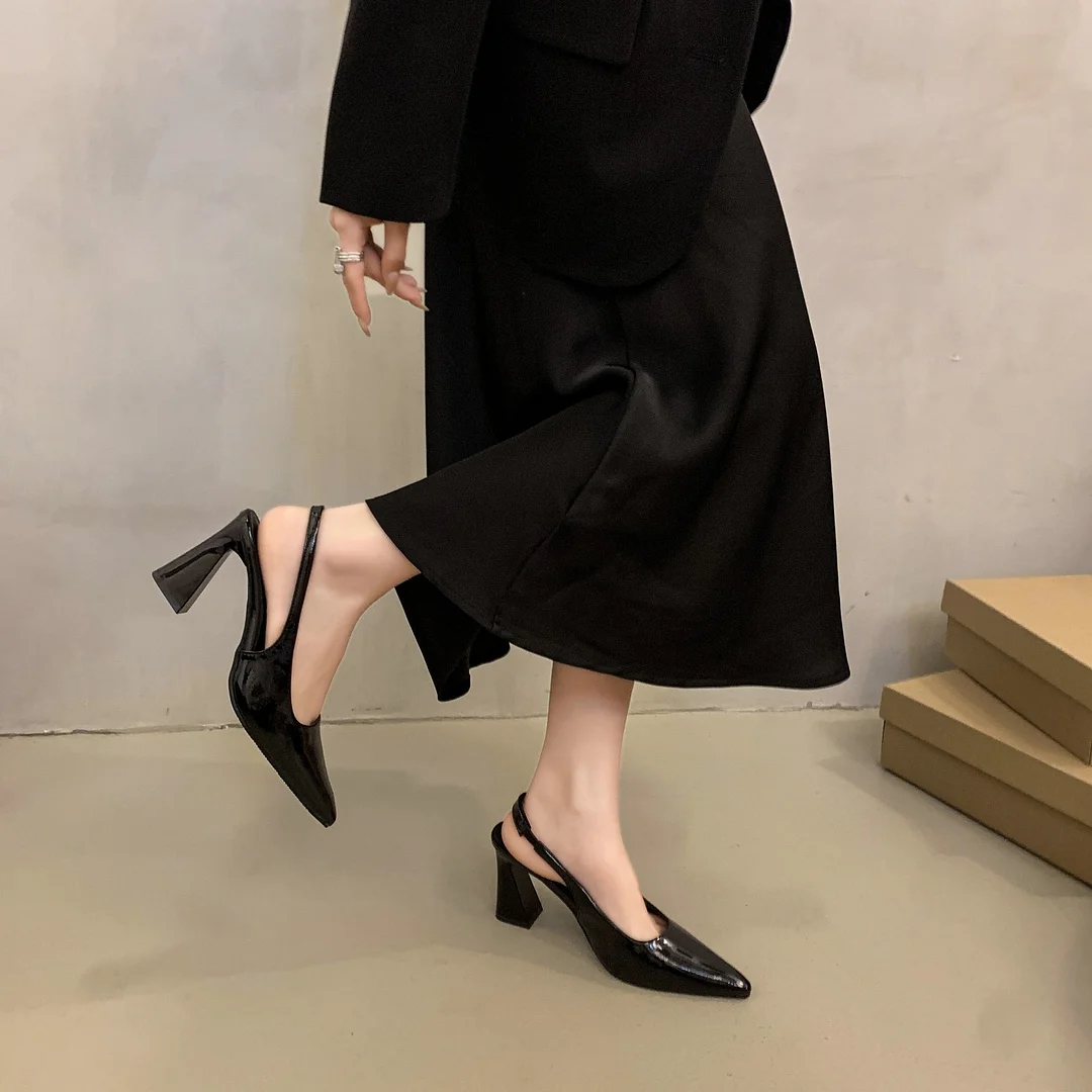 Yyvonne Temperament Baotou Sandals Women 2025 Summer New Korean Commuter Light Heels Paint Coarse Fashion Single Shoes