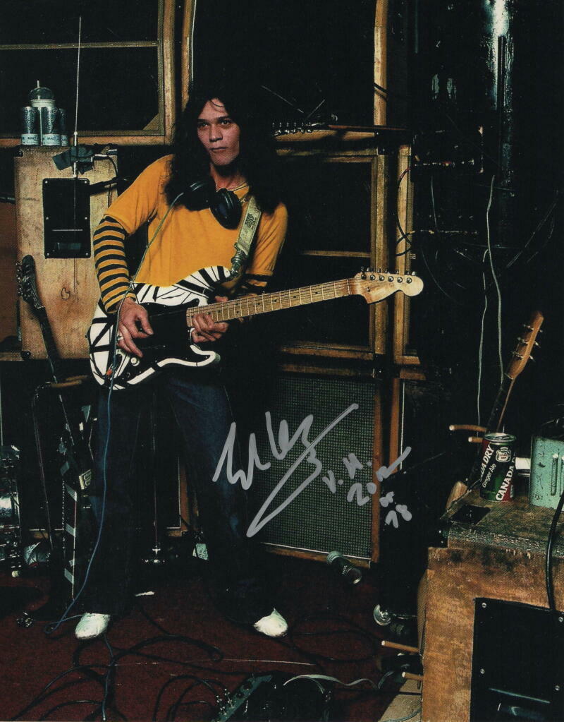 EDDIE VAN HALEN SIGNED AUTOGRAPH 11x14 Photo Poster painting - ROCK LEGEND W/ GUITAR, REAL COA