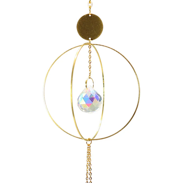 Crystal Ball Iron Ring Hanging Pendant Home Garden Decor (18)