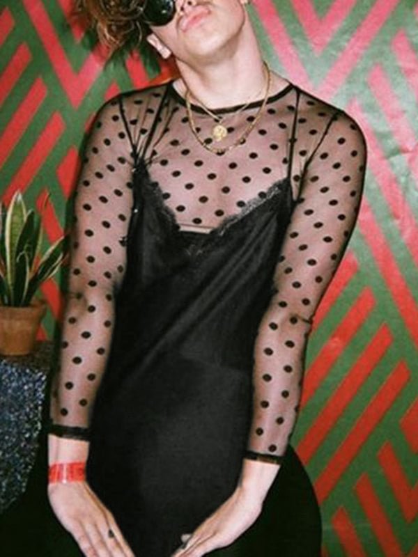 Mens See Through Polka Dots Sling T-Shirts Set SKUI44185