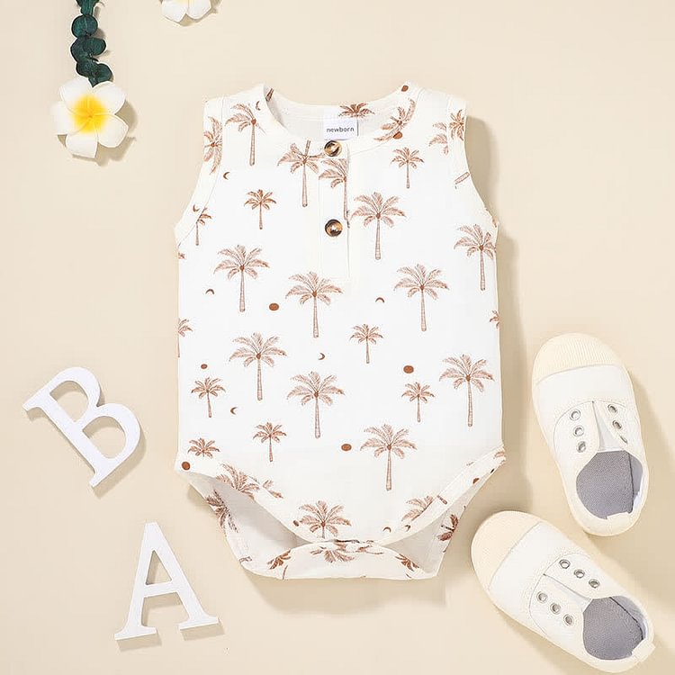  Baby Coconut Tree Sleeveless Newborn Bodysuit