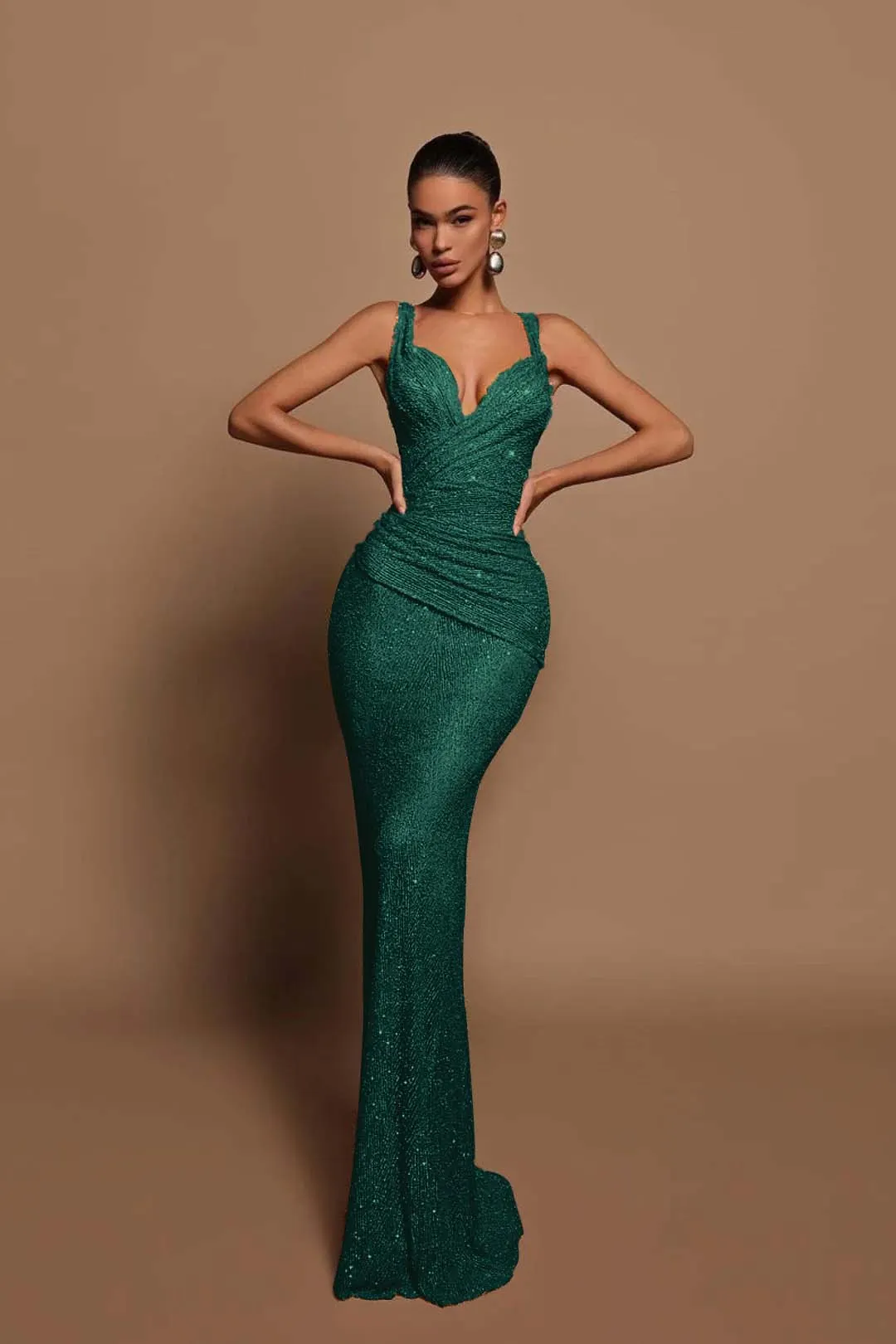 Sexy Nude Pink Slim Halter Neck Backless Sequined Long Prom Dress Evening Dress cc4706