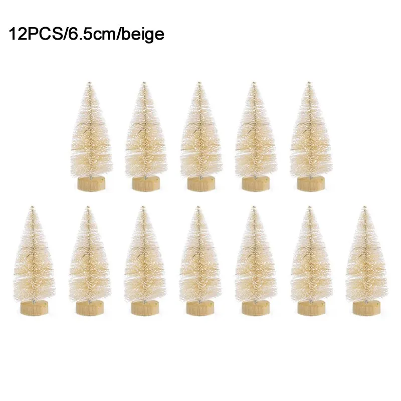 12pcs Mini Christmas Tree Pine Tree DIY Christmas Decorations For Home Table Navidad Xmas Ornaments New Year Decor Kids Gift
