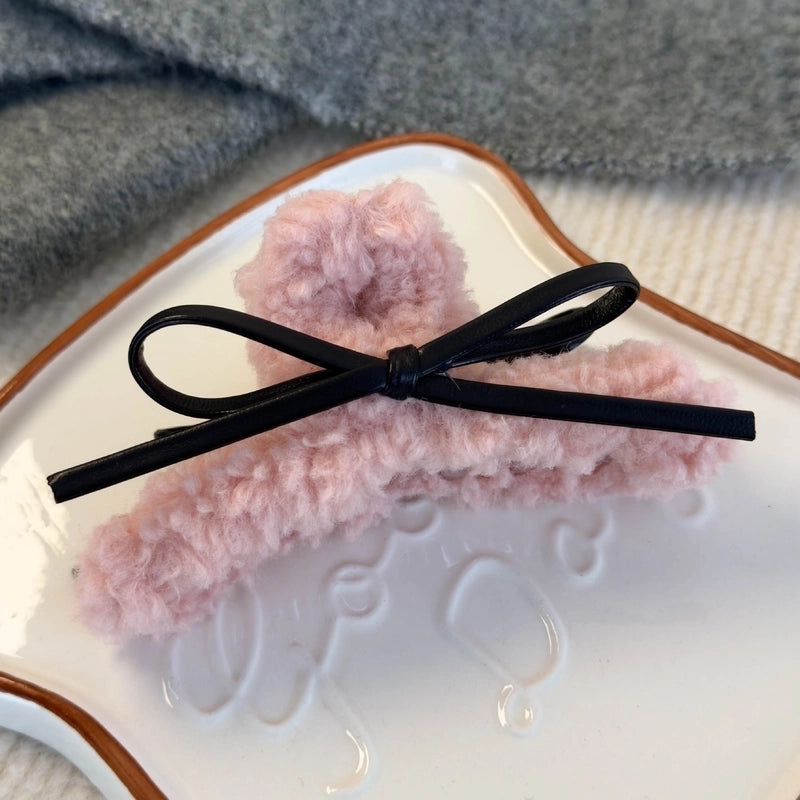 Cute Romantic Sweet Women’s Bow Knot Plush Hair Claws