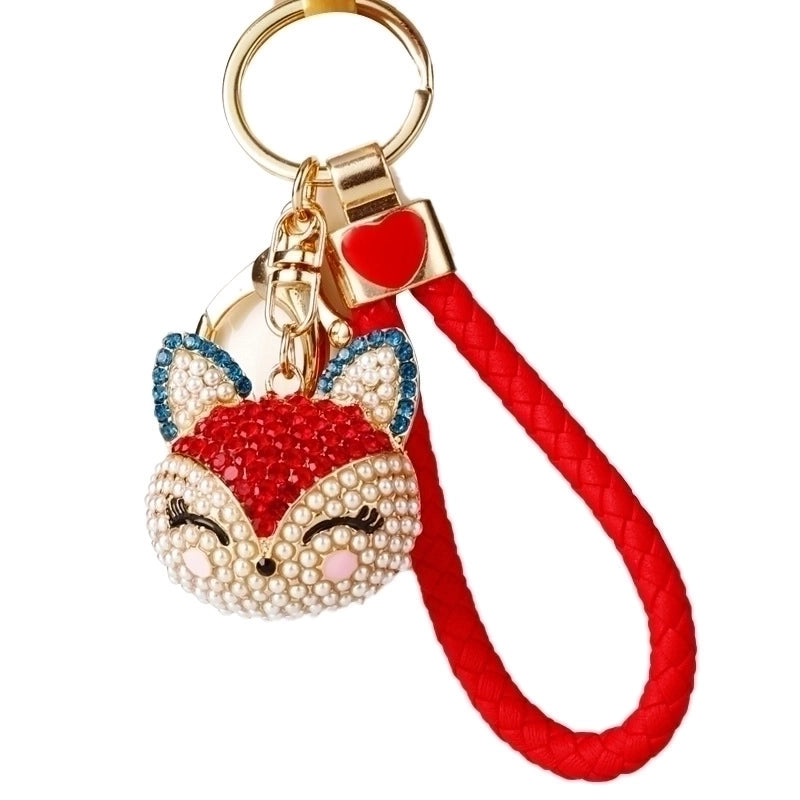Cute Animal Pu Leather Alloy Inlay Rhinestones Women’s Keychain