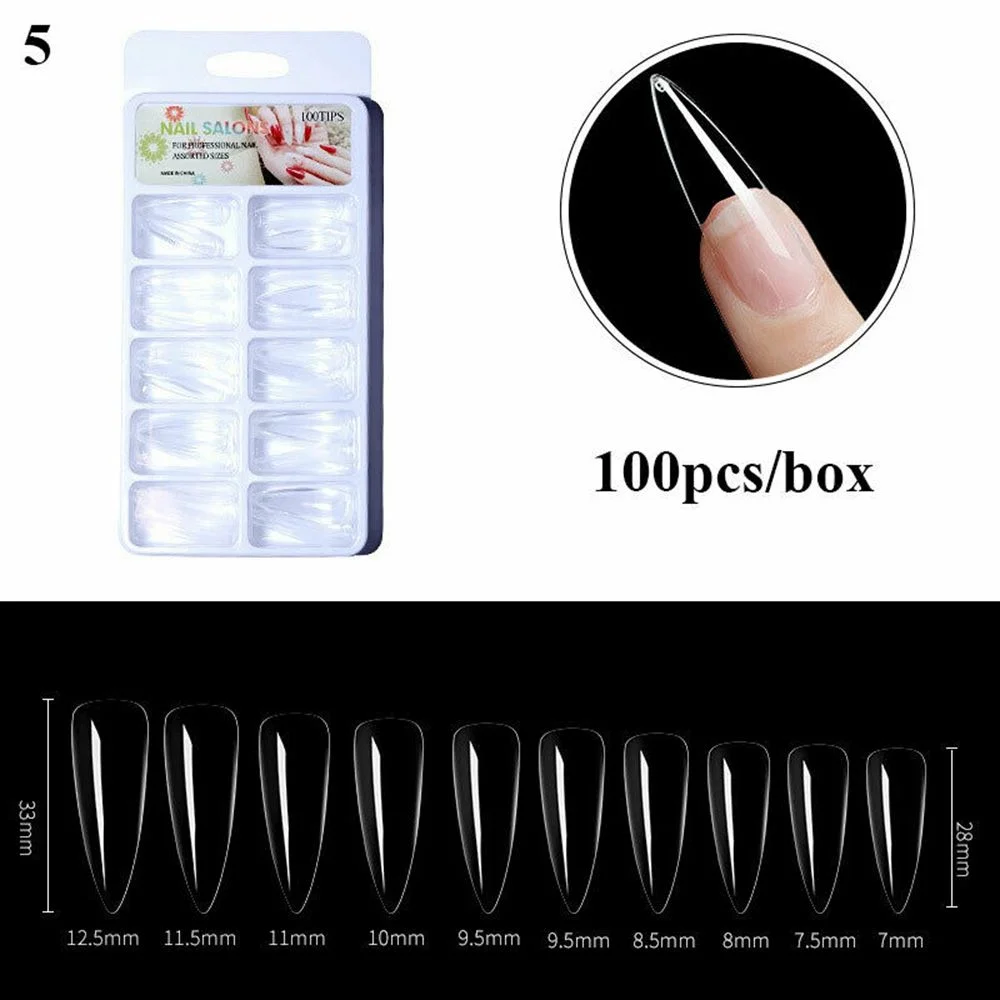 100Pcs Fake Nail Nails Extension Transparent Acrylic Nail Seamless Full/Half Cover Beauty Nail Decor French Nail Manicure Tools-Nail Inspo