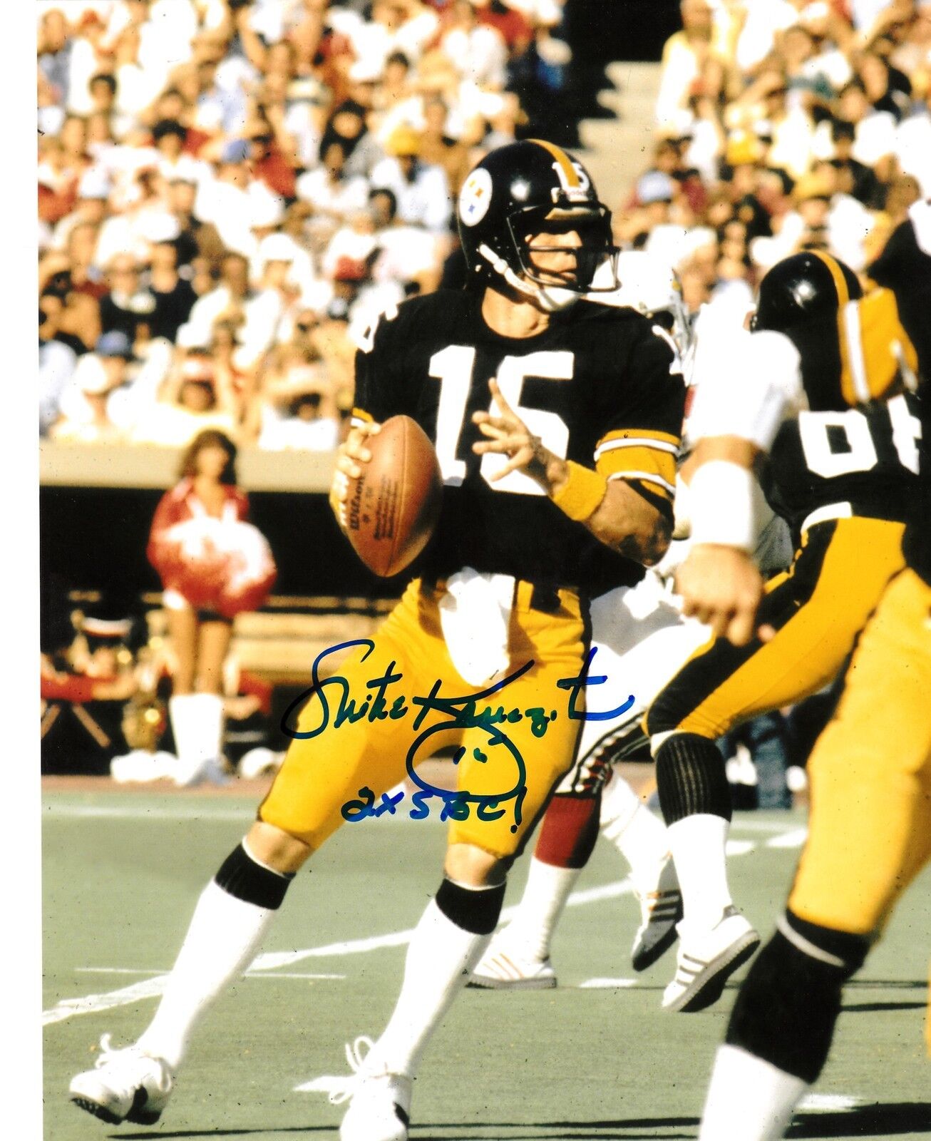 MIKE KRUCZEK PITTSBURGH STEELERS 2 X SB CHAMPS ACTION SIGNED 8x10