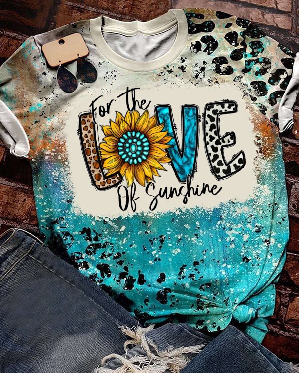 For The Love Of Sunshine Sunflower Print V Neck T-shirt