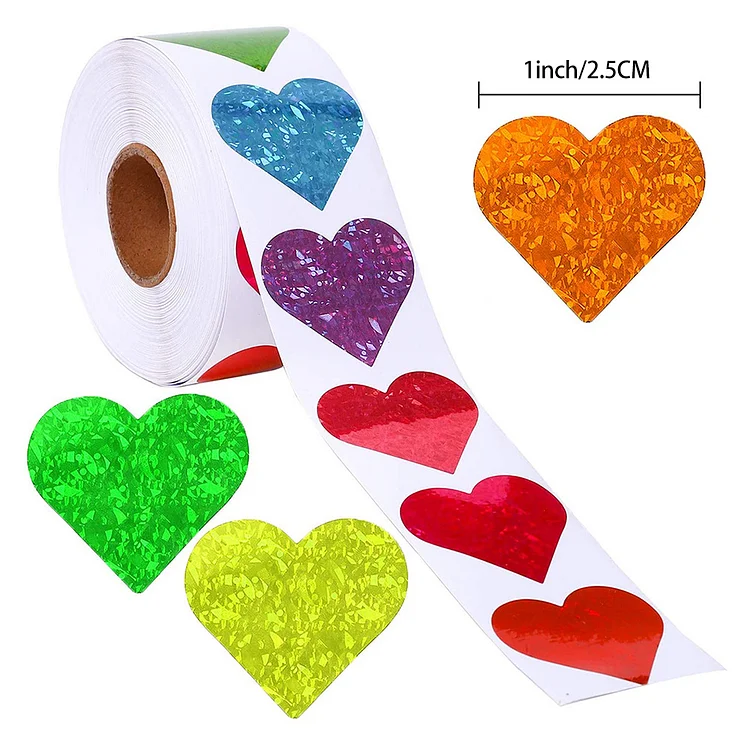 500pcs Heart Stickers, 1.5 Inch Heart Scrapbook Love Adhesive