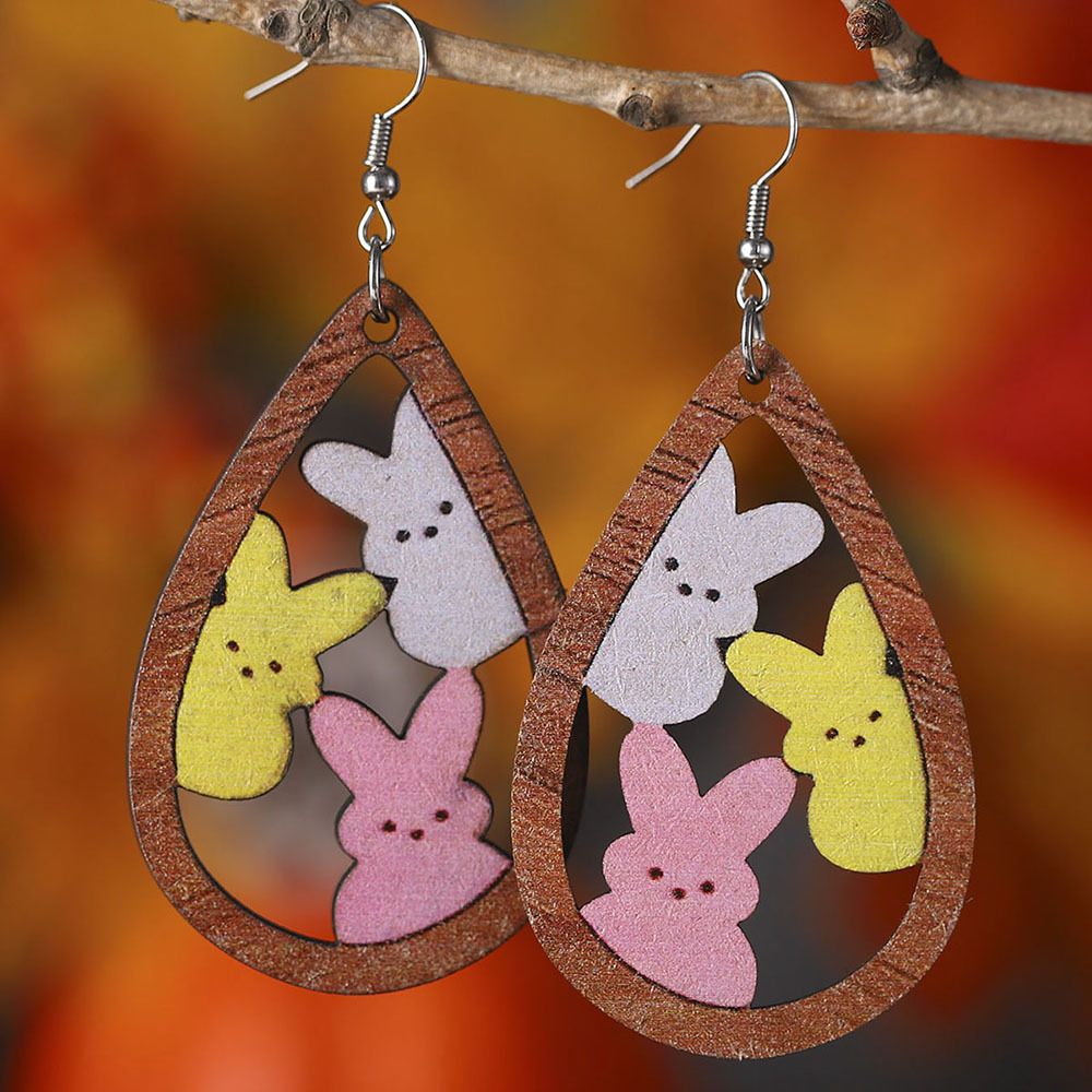 Fashion Colorful Cutout Rabbit Earrings wearshes