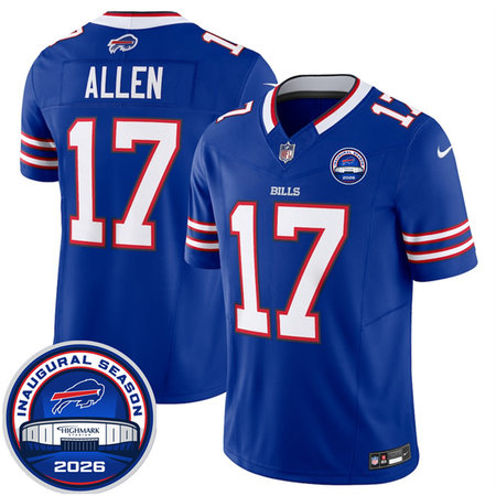 Men's Buffalo Bills #17 Josh Allen Blue 2026 Inaugural Season at Highmark Stadium Vapor F.U.S.E. Limited Jersey