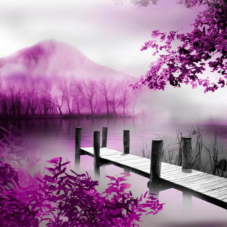 Scene Lake  Full Round Diamond Painting 30*30cm