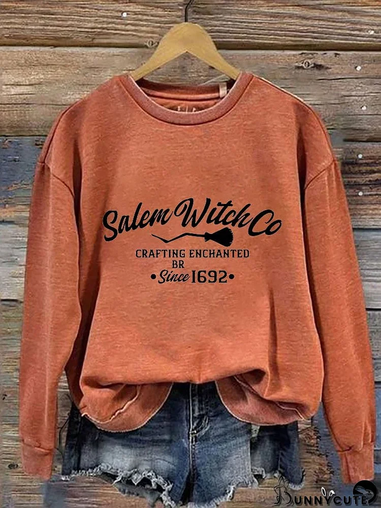 Women's Salem WitchCo Crafting Enchanted Since 1692 Print Round Neck Long Sleeve Sweatshirt